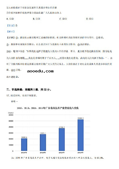 2021年八省联考辽宁政治试题及答案