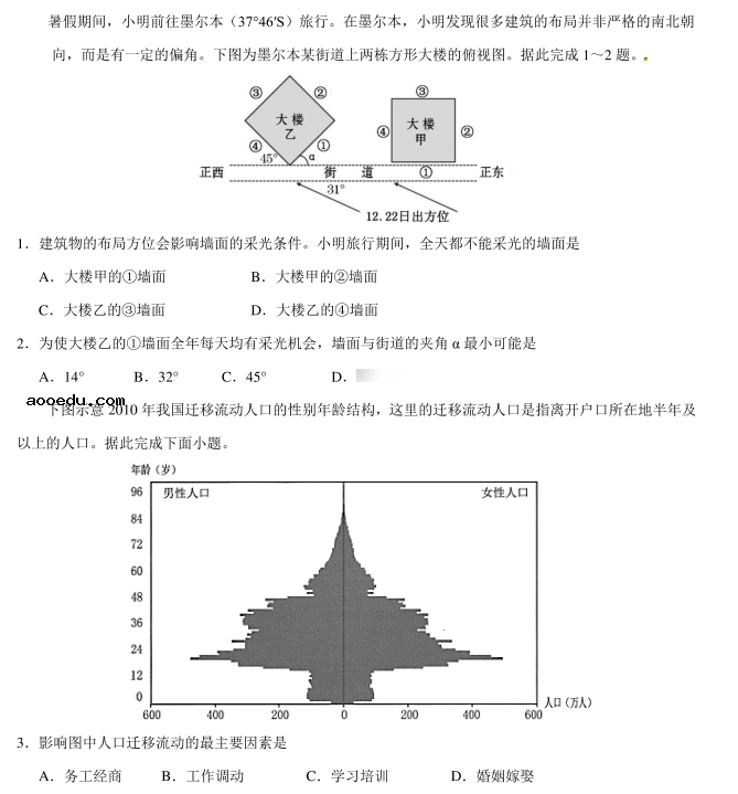 2020年高考地理考前押题