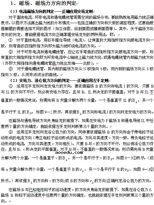 高中物理磁场计算公式及解题技巧