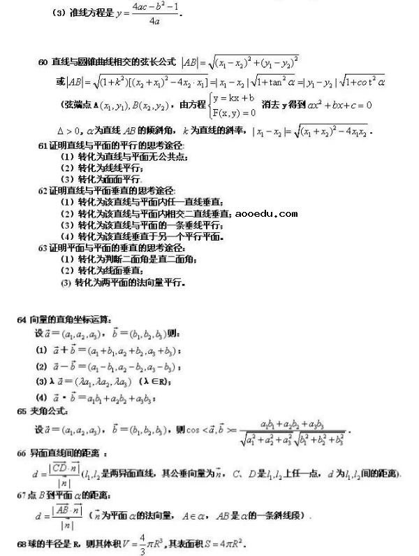 高中数学知识点全总结 必背的88个公式