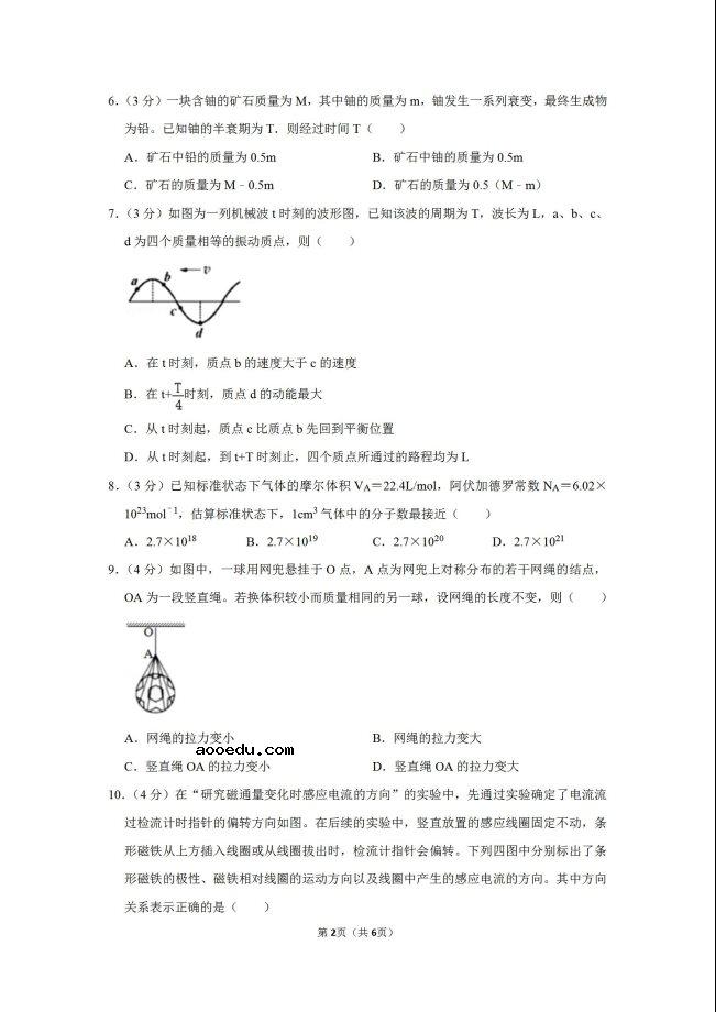 上海2020年物理高考二模试题