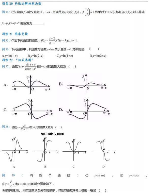 高考数学必考常考题型清单整理