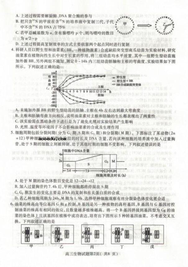 2020届山东省高三生物5月高考模拟试题