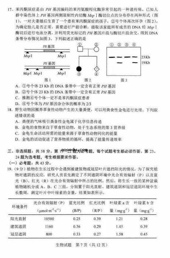 2021河北八省联考生物试卷及答案解析