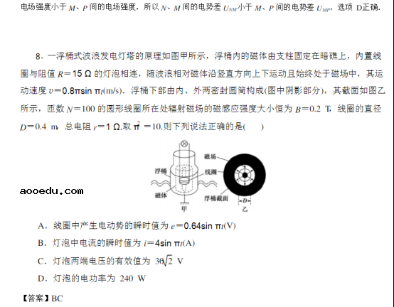 2020高考物理考前冲刺模拟试题【含答案】