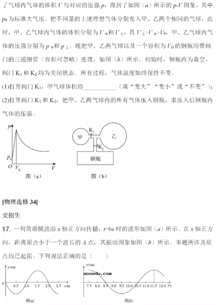 2021年八省联考湖南物理试题及答案