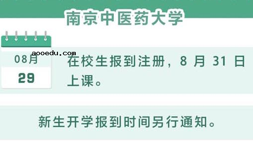 2020南京中医药大学新生开学报到时间