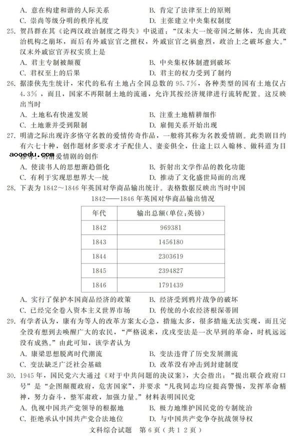 ​2020届河北省高考文综模拟试题