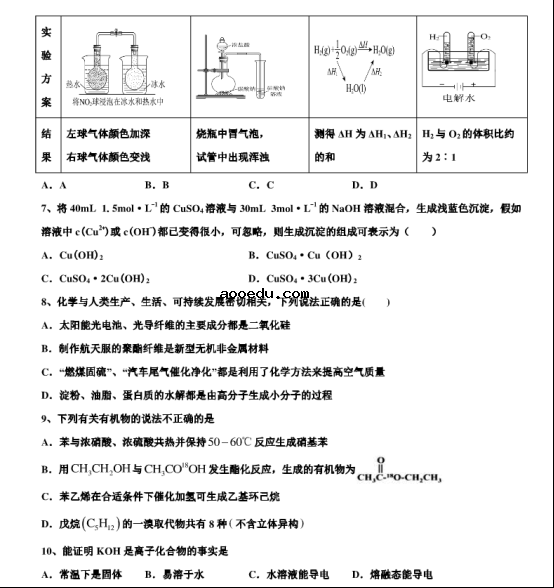 2020江苏南通高三化学模拟试题