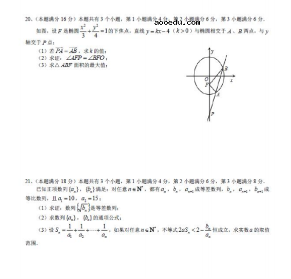 2020届上海市高考数学模拟试题