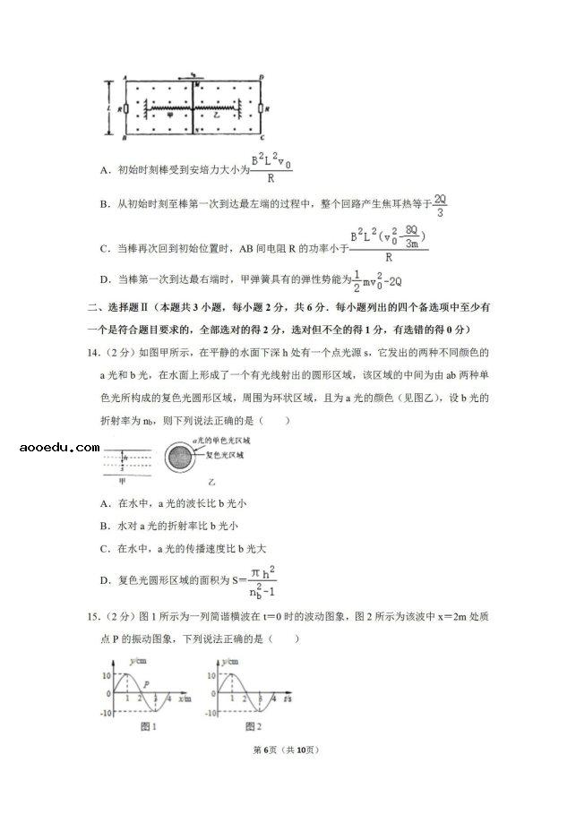 2020年浙江台州中学物理一模试题