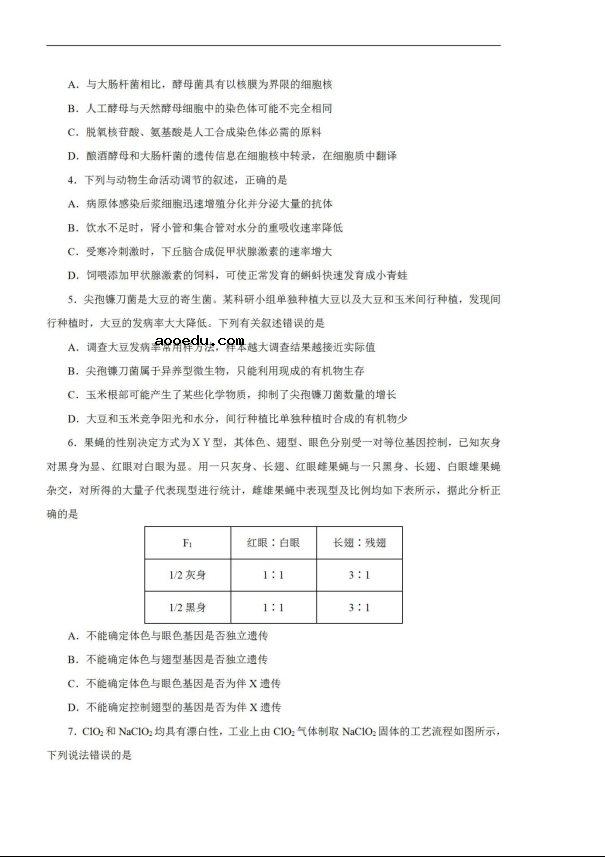 2020届吉林省高三理综线上模拟试题