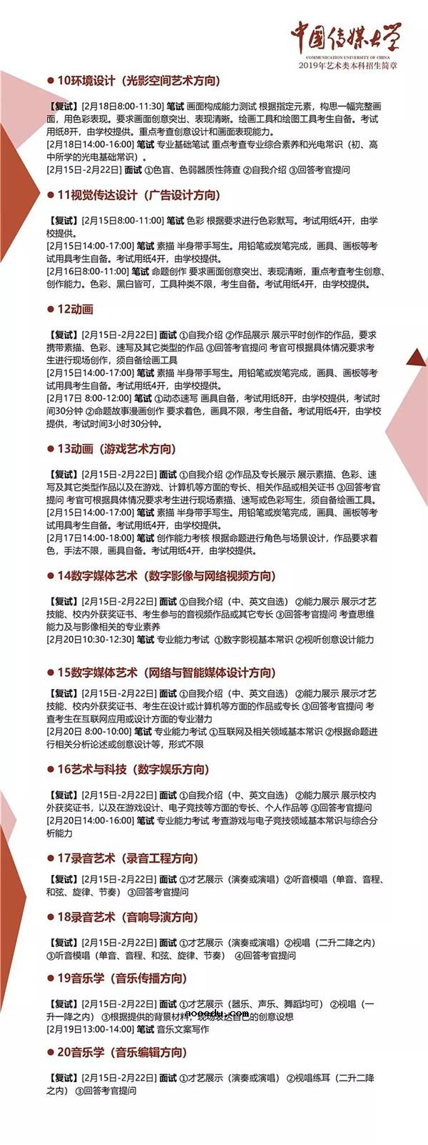 中国传媒大学2019年艺术类招生简章