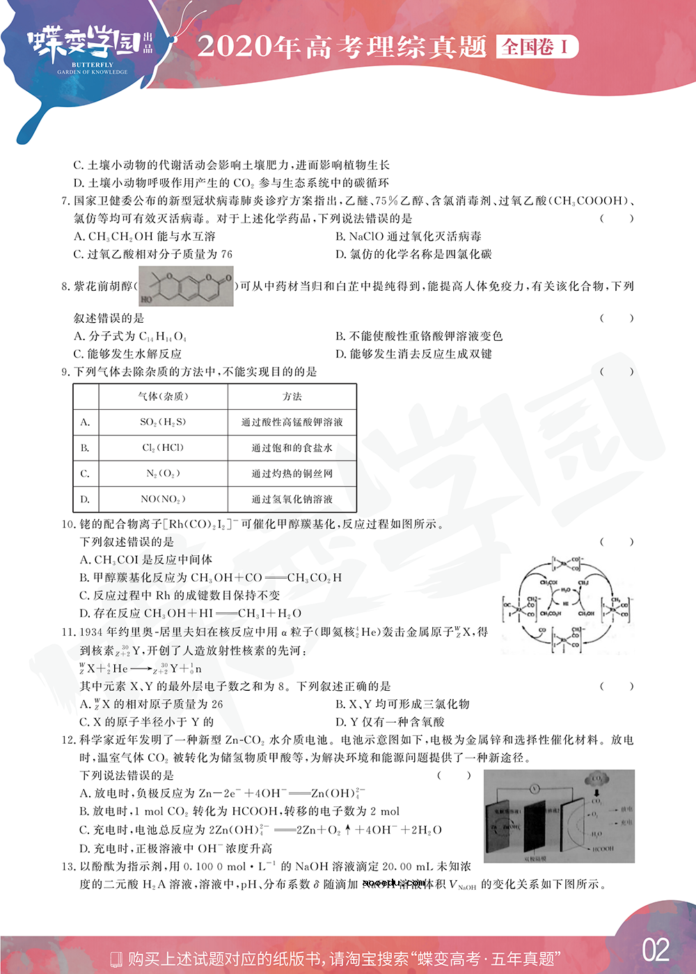 2020年全国1卷高考理综真题试卷【高清精校版】