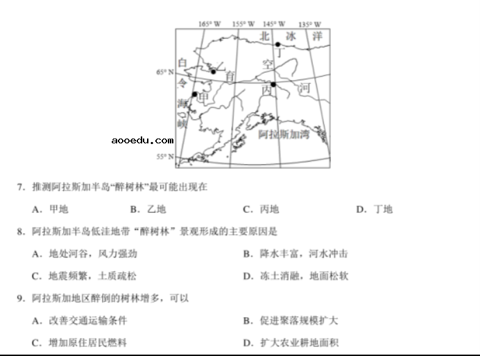 河南2021高考文综地理押题试卷