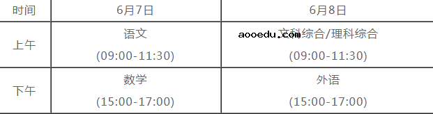 2021山西省高考具体时间安排