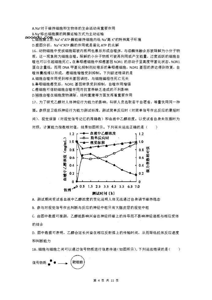 2021湖北高考生物模拟试卷及答案