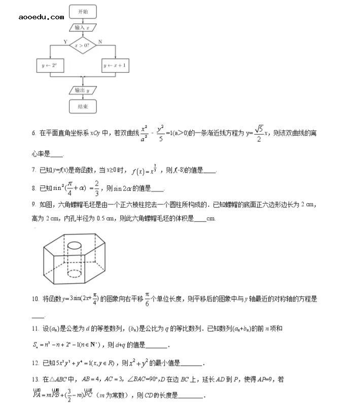 2021年江苏省高考数学真题试卷