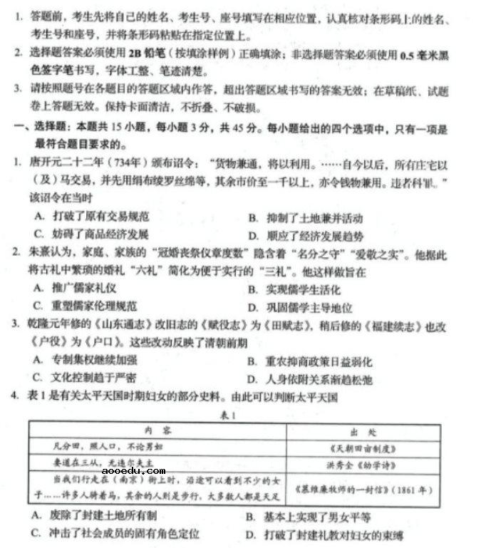 2021山东新高考模拟考试历史试题