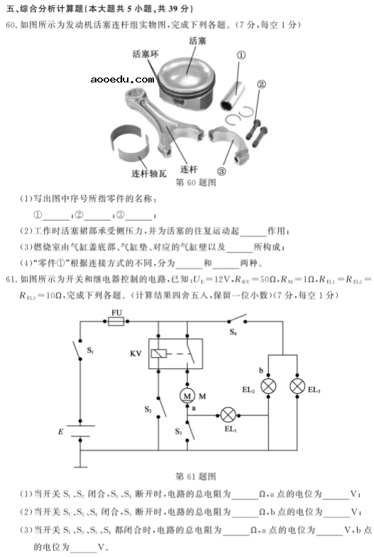 2021浙江汽车专业职业技能考试试题及答案 考什么内容