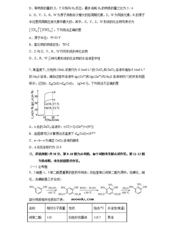 2021全国卷Ⅱ高考理综化学压轴卷及答案解析