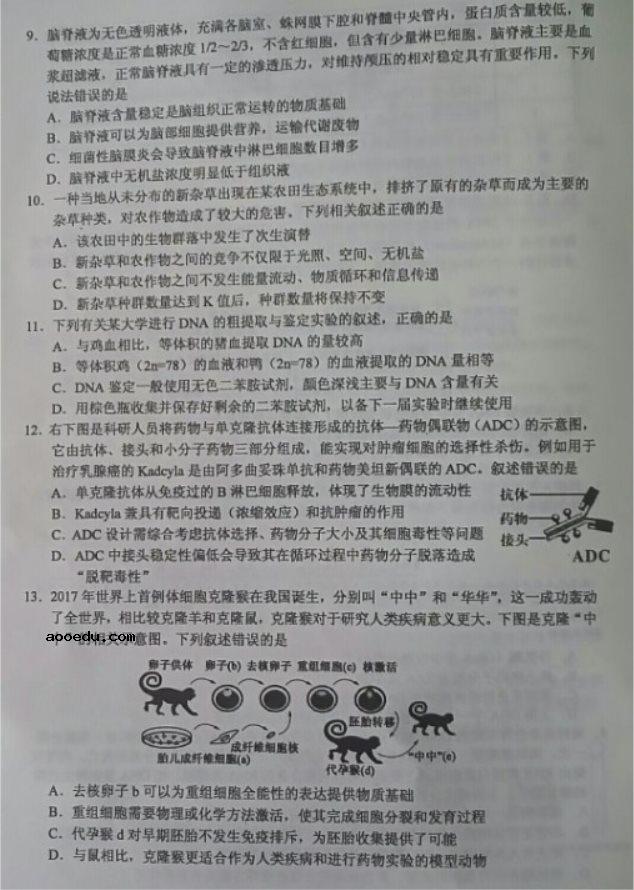 2021江苏高考生物冲刺试题