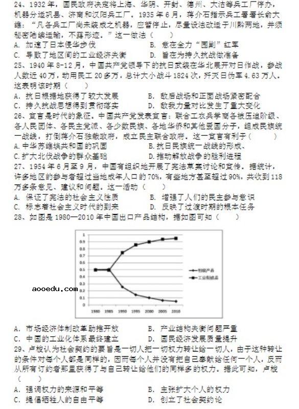 2021江苏高考历史模拟试卷