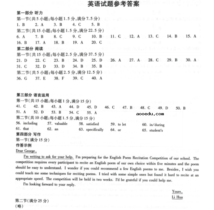 2021年湖南高考英语模拟演练试题及答案