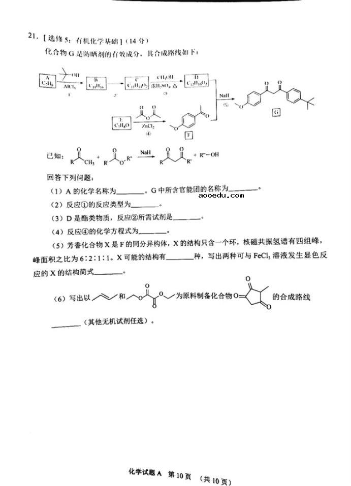 2021广东高考化学模拟试卷