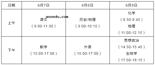 2021湖北省高考具体时间安排