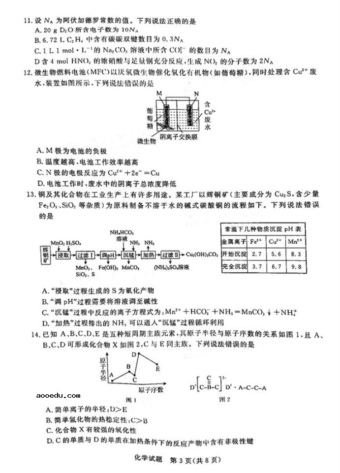 2021广东高考化学模拟试卷及答案