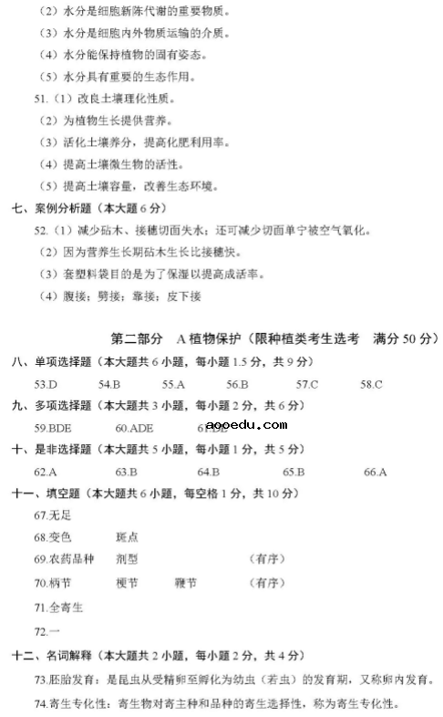 2021浙江农艺类职业技能考试试题及答案 考什么内容