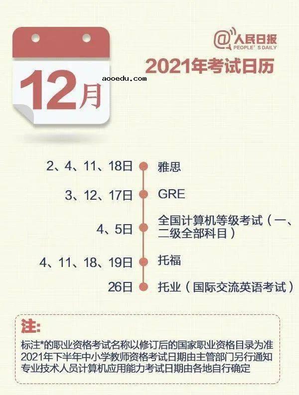 2021年大学生考试时间表 秋季开学后有哪些考试