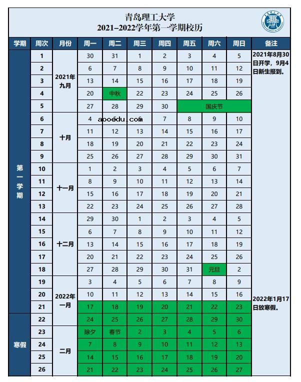 2022青岛理工大学寒假放假及开学时间 几号放寒假