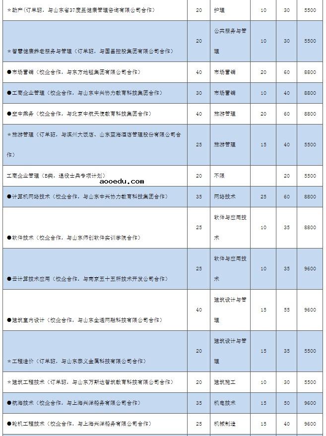 2022滨州职业学院单招和综合评价招生专业及计划