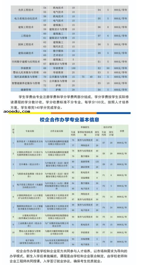 2022德州职业技术学院单招和综合评价招生专业及计划