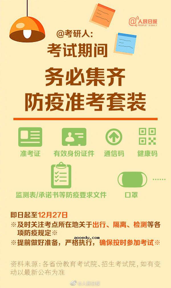 多省份公布2022考研防疫要求 考研前48小时内做核酸