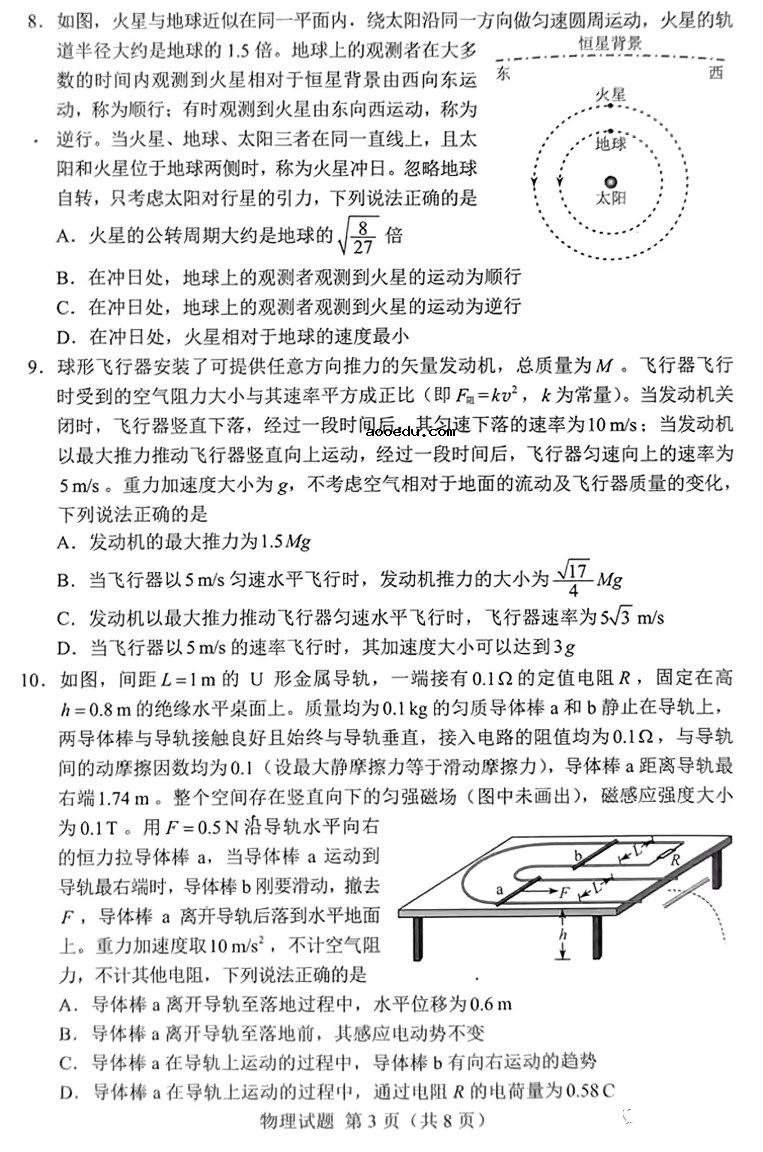 2022湖南高考物理试题