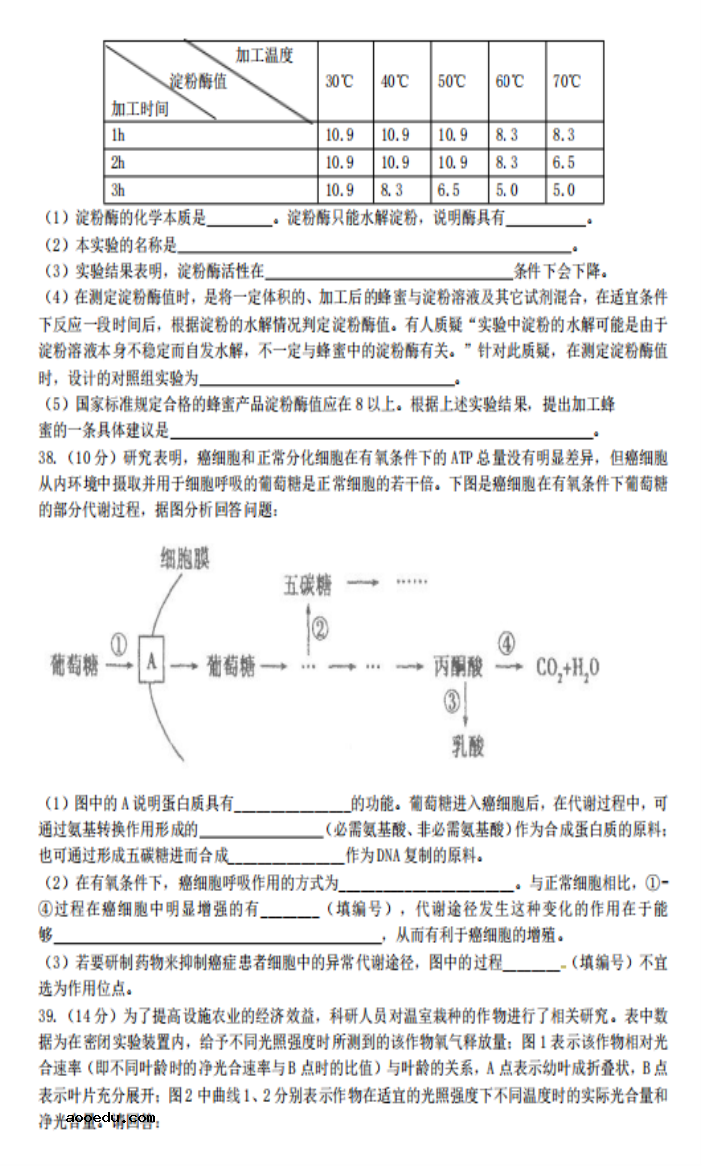 2022江西高考生物冲刺卷试题