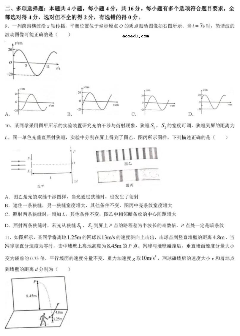 2022山东高考物理试题