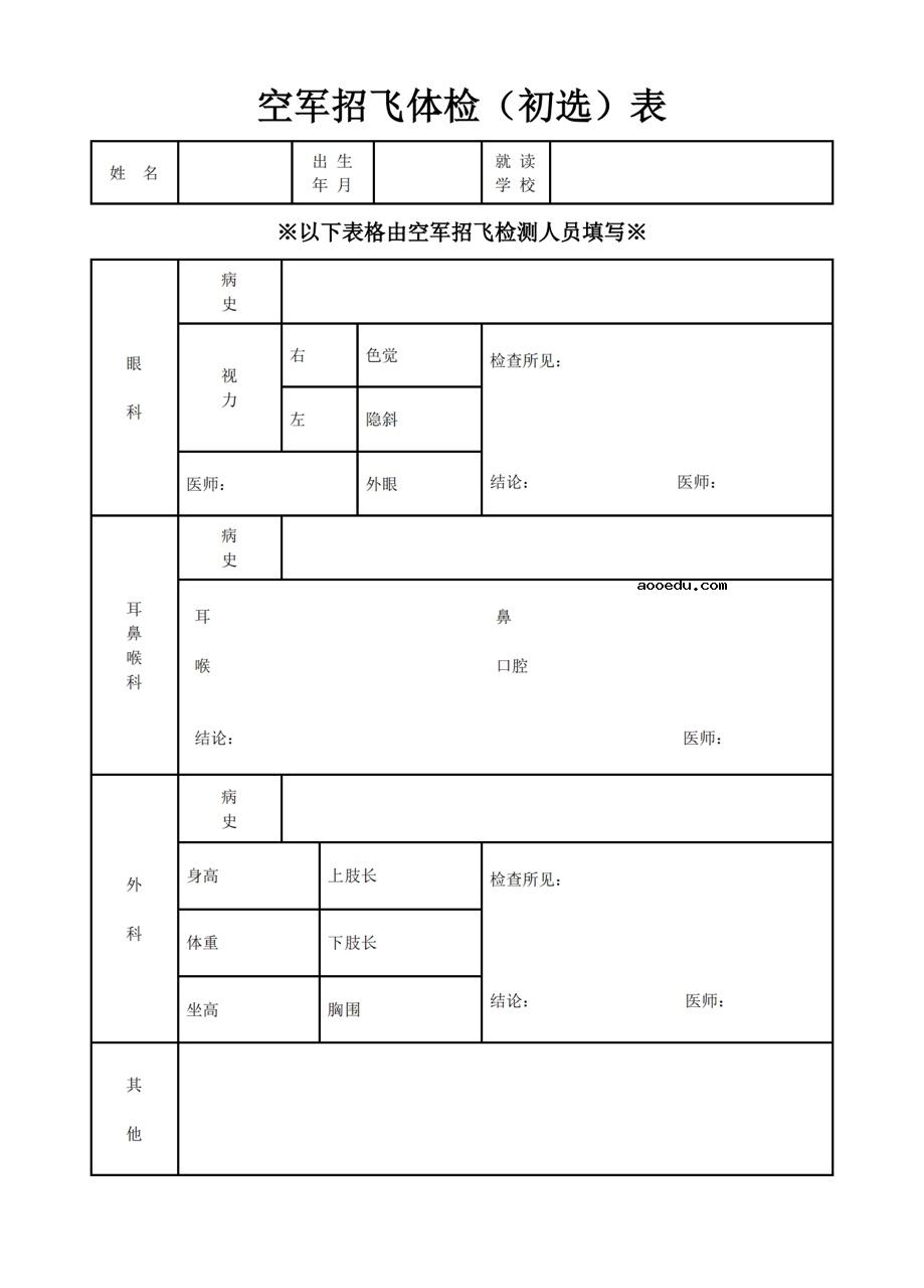 2023江西空军招飞初选报名流程是什么 有哪些项目