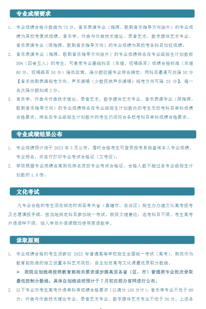 2023上海音乐学院艺术类招生简章 招生人数及专业