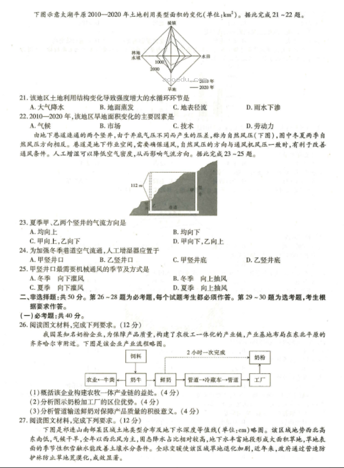 2023江西高三地理摸底试题及答案解析汇总