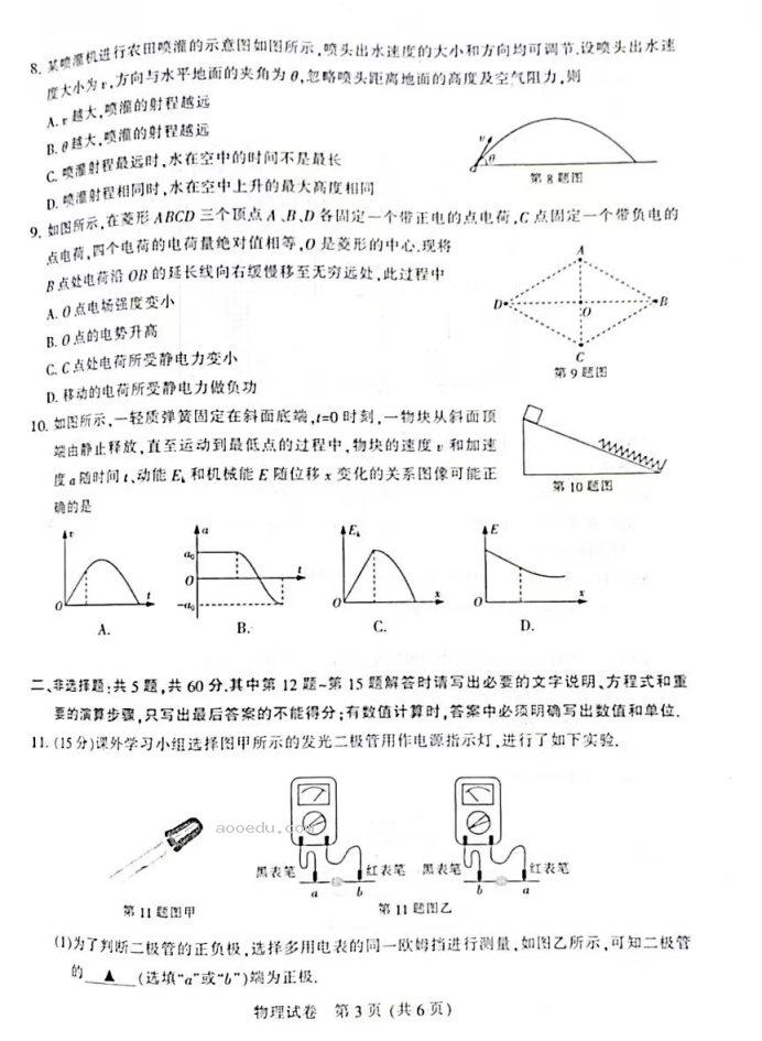 2023届江苏省泰州市高三第一次调研测试物理试卷