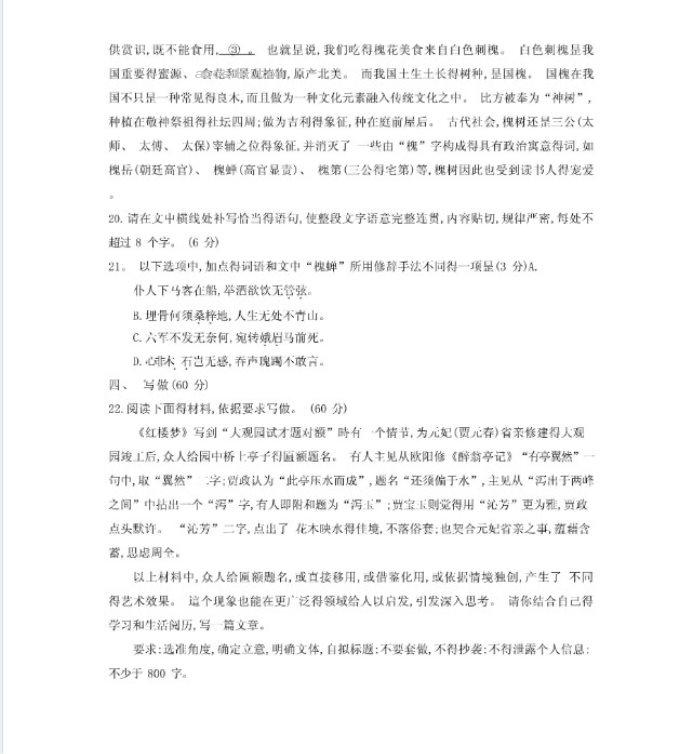 2023云南师范大学附属中学高三语文冲刺模拟卷