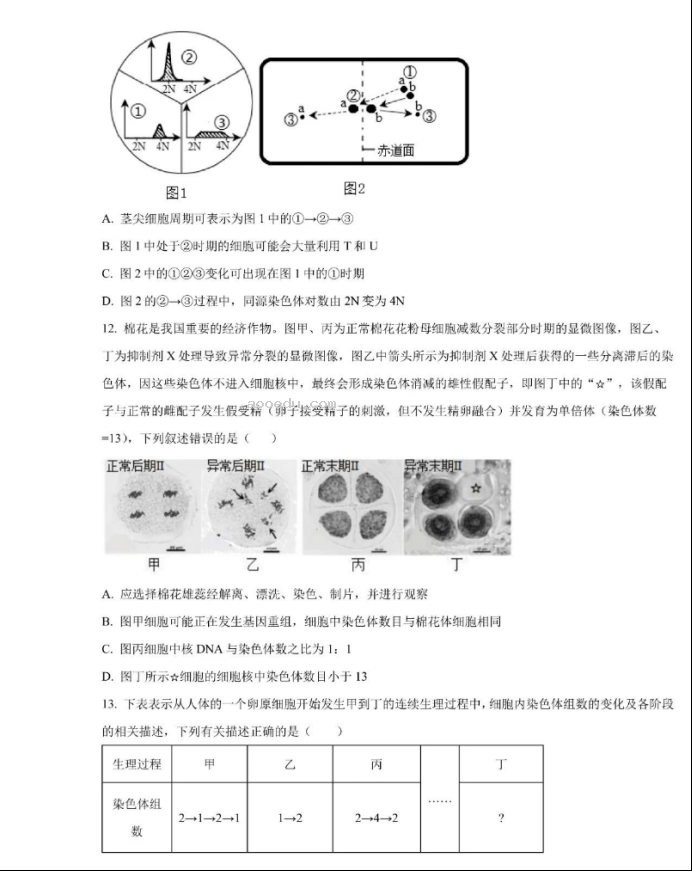 2023天津高考生物高三复习模拟练习卷