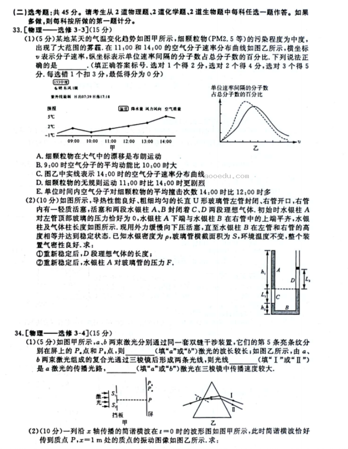 2023广西高三联考理综模拟试题