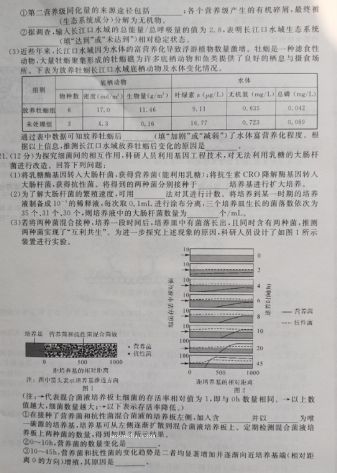 湖南2023届高三9月大联考生物试题及参***