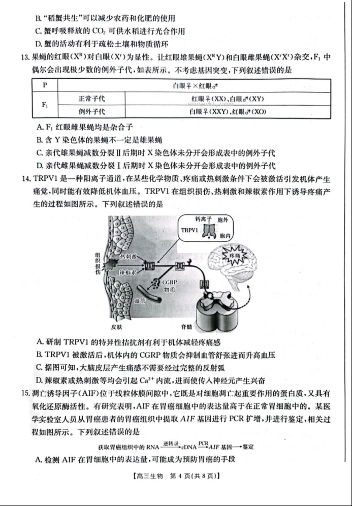 2023广东省深圳市富源学校高考前生物模拟试题