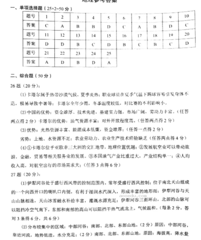 2023陕西省渭南市高三教学质量检测地理试题及答案